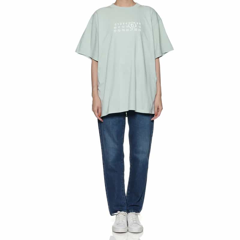 MM6 MAISON MARGIELA カレンダータグプリントTシャツ LT GREEN