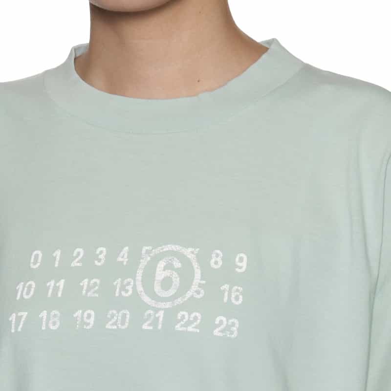 MM6 MAISON MARGIELA カレンダータグプリントTシャツ LT GREEN