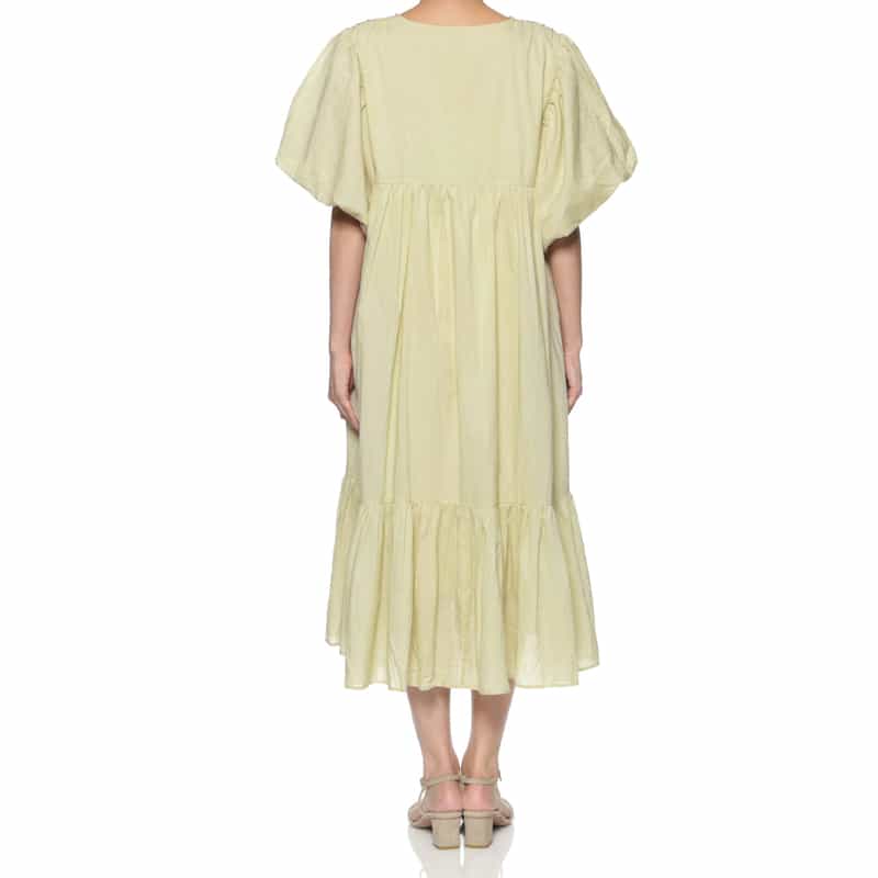 BARNEYS NEW YORK ウォッシャブル エンブロイダリースモックドレス BEIGE