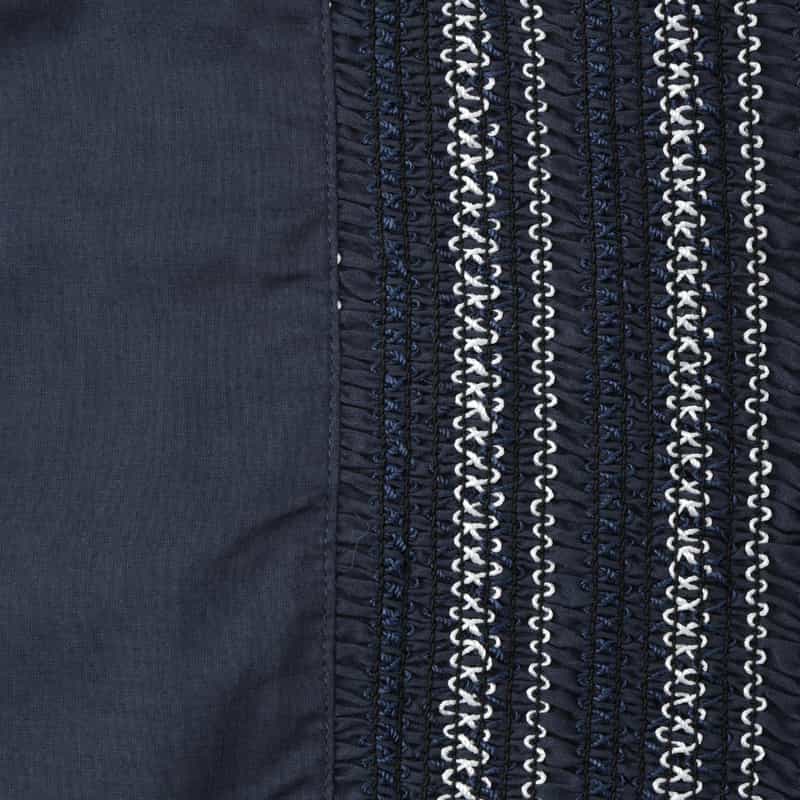 BARNEYS NEW YORK ウォッシャブル エンブロイダリースモックドレス NAVY