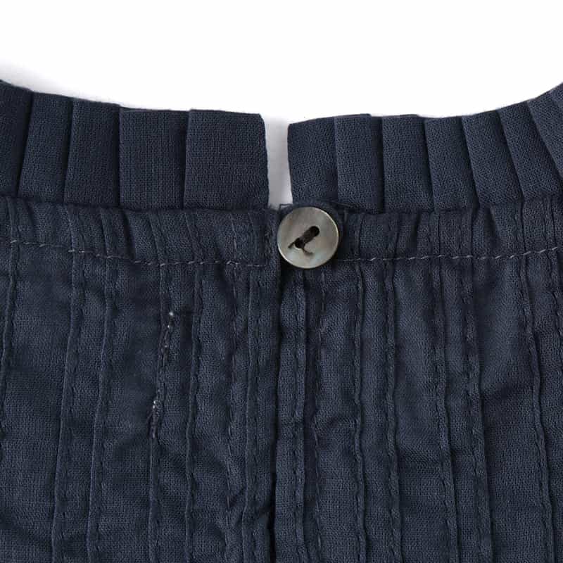 BARNEYS NEW YORK ウォッシャブル 刺繍入りブラウス NAVY