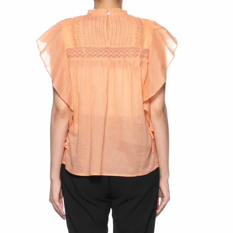 BARNEYS NEW YORK ウォッシャブル 刺繍入りブラウス ORANGE