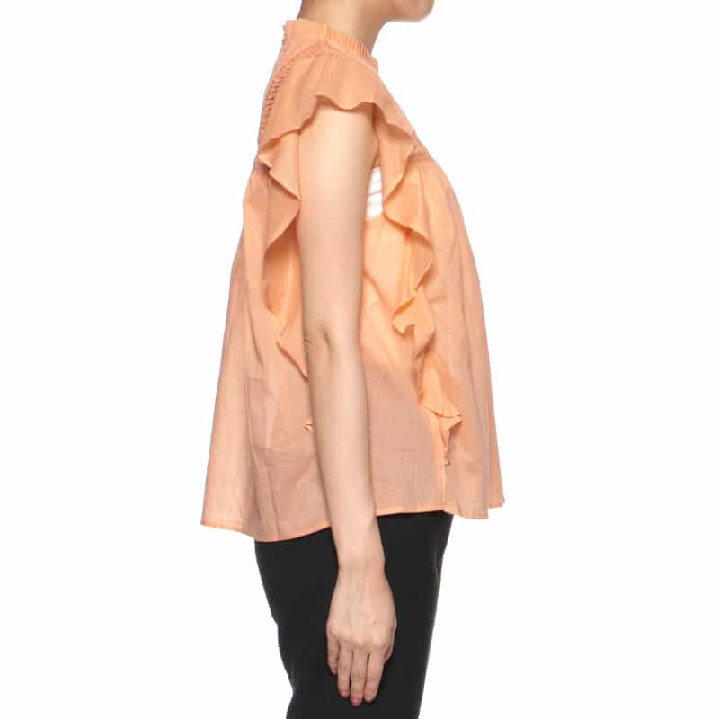 BARNEYS NEW YORK ウォッシャブル 刺繍入りブラウス ORANGE