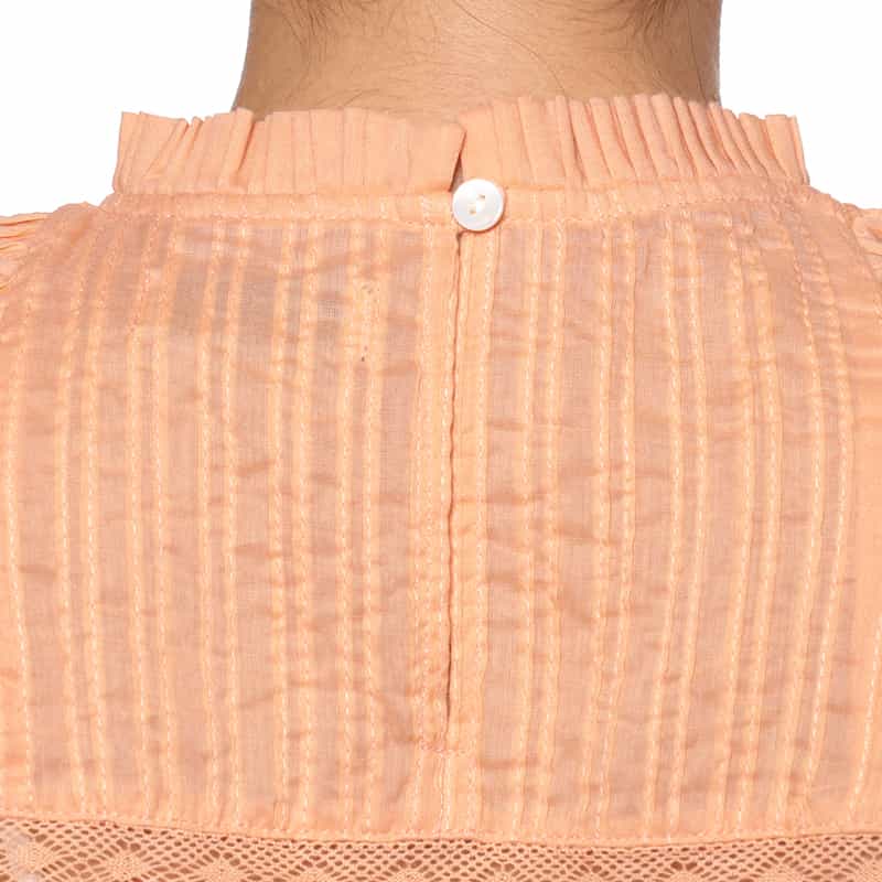 BARNEYS NEW YORK ウォッシャブル 刺繍入りブラウス ORANGE