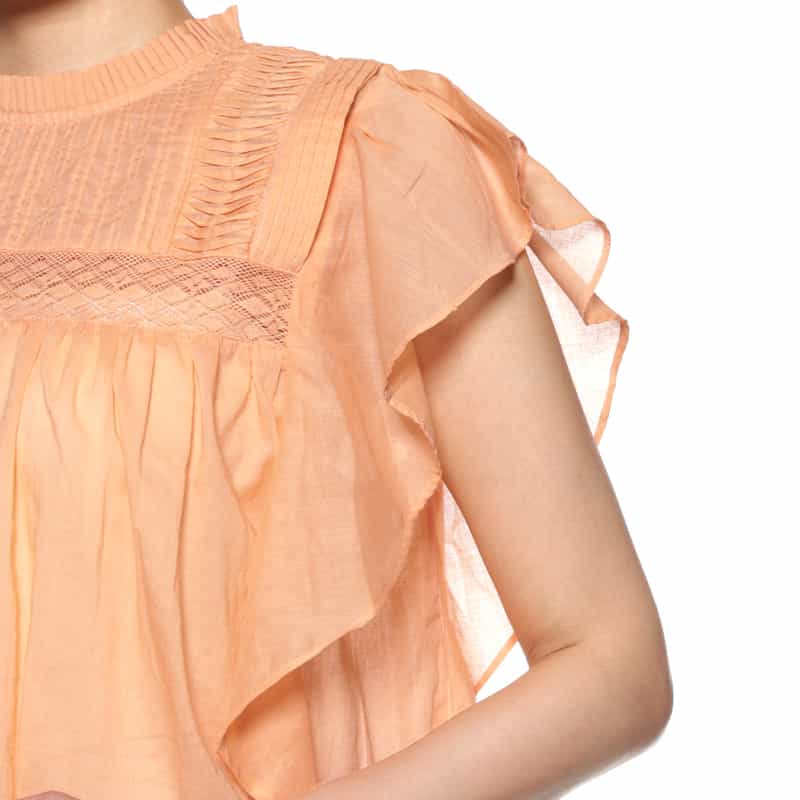 BARNEYS NEW YORK ウォッシャブル 刺繍入りブラウス ORANGE