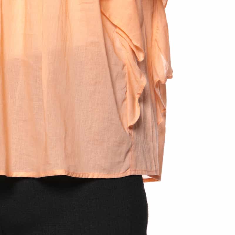 BARNEYS NEW YORK ウォッシャブル 刺繍入りブラウス ORANGE