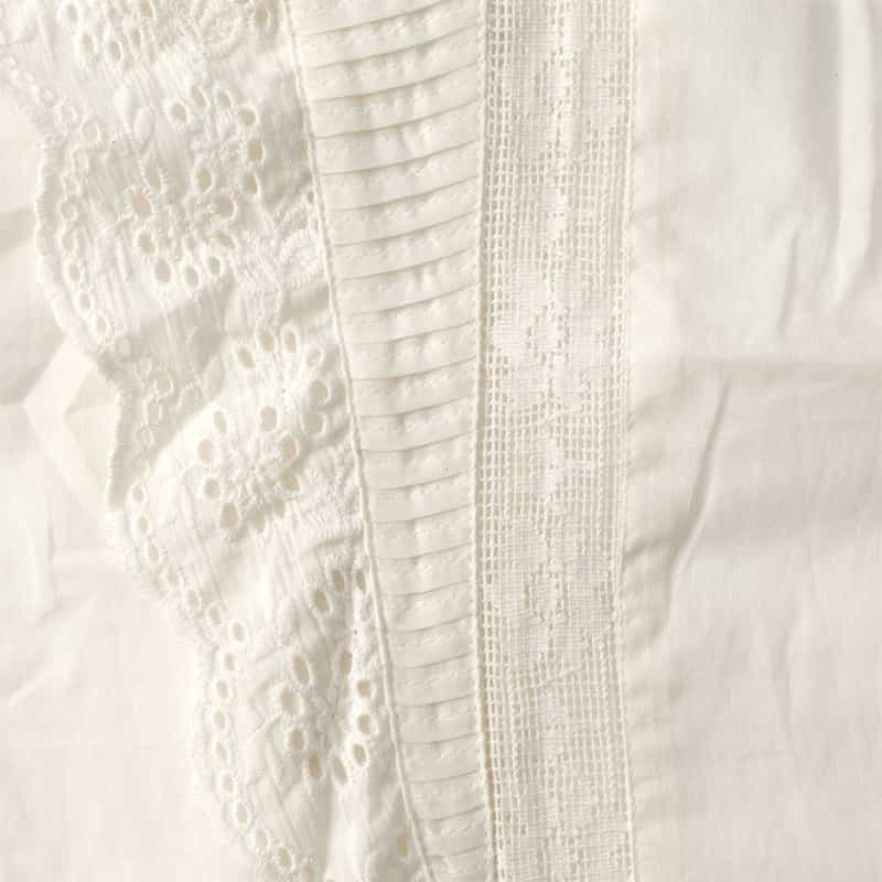 BARNEYS NEW YORK ウォッシャブル フリルレース シアーブラウス WHITE