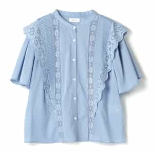 ウォッシャブル フリルレース シアーブラウス