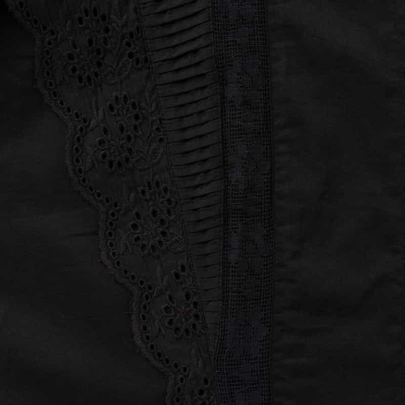 BARNEYS NEW YORK ウォッシャブル フリルレース シアーブラウス BLACK