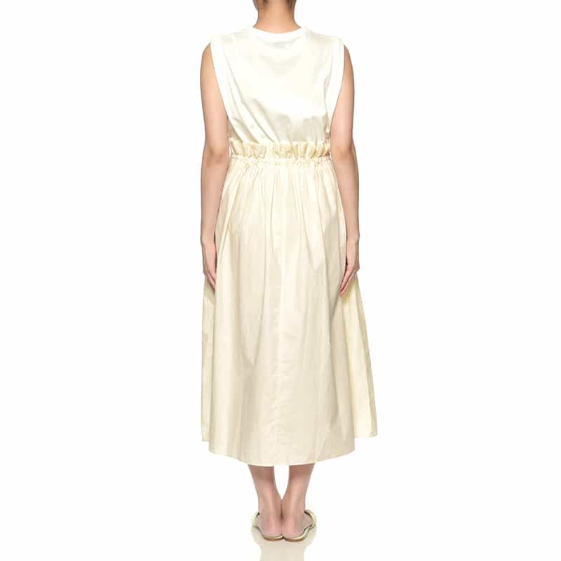 BARNEYS NEW YORK ウォッシャブル ドローコード付ドレス WHITE