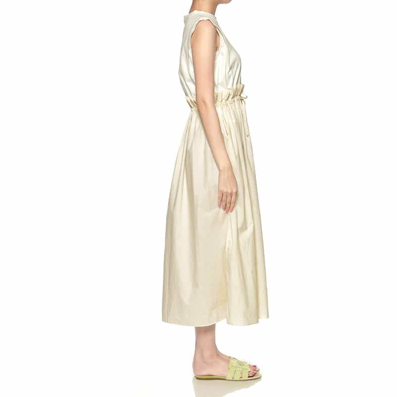 BARNEYS NEW YORK ウォッシャブル ドローコード付ドレス WHITE