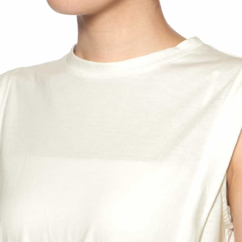 BARNEYS NEW YORK ウォッシャブル ドローコード付ドレス WHITE