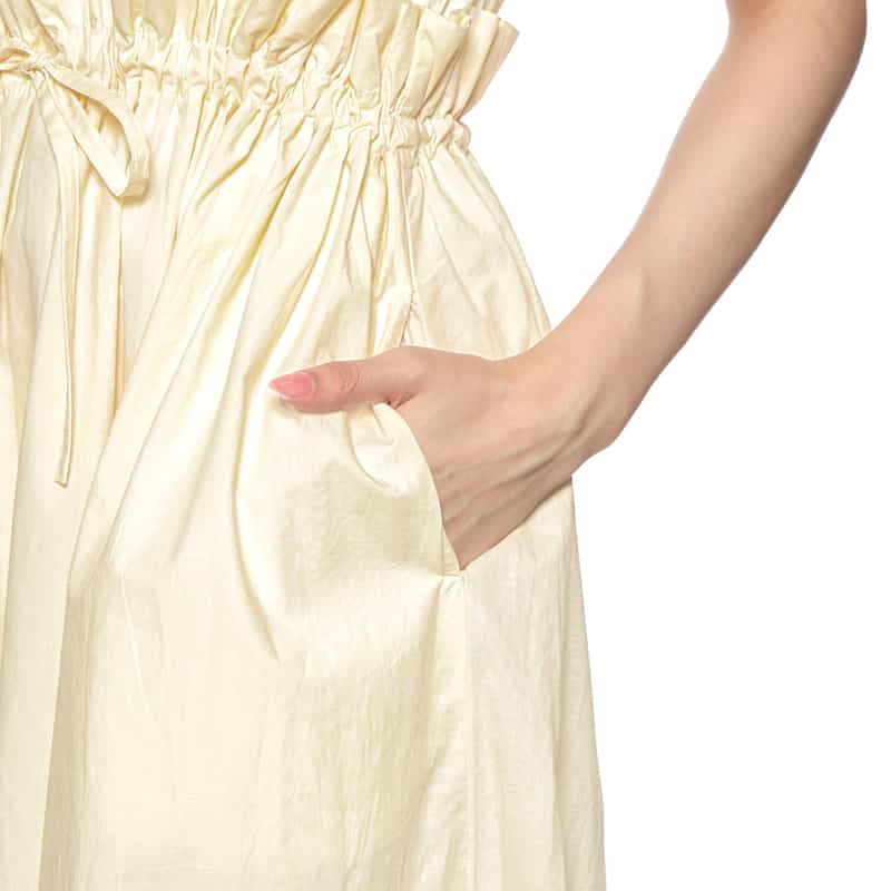 BARNEYS NEW YORK ウォッシャブル ドローコード付ドレス WHITE