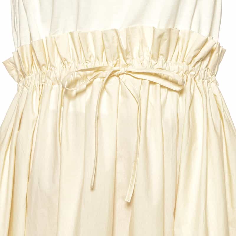 BARNEYS NEW YORK ウォッシャブル ドローコード付ドレス WHITE