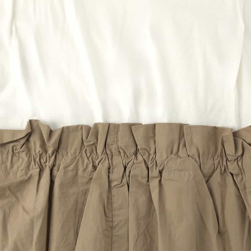 BARNEYS NEW YORK ウォッシャブル ドローコード付ドレス GRAY BEIGE