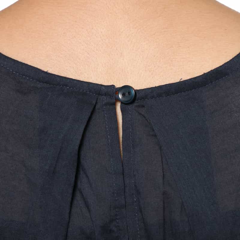 BARNEYS NEW YORK ウォッシャブル キャミソール付きキャップスリーブドレス NAVY