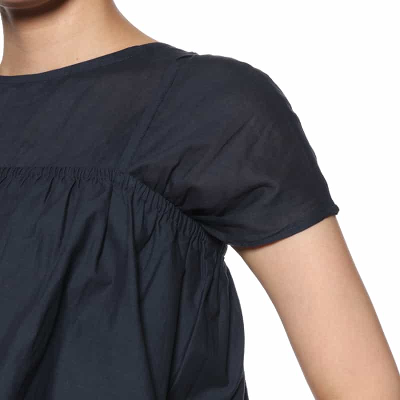 BARNEYS NEW YORK ウォッシャブル キャミソール付きキャップスリーブドレス NAVY