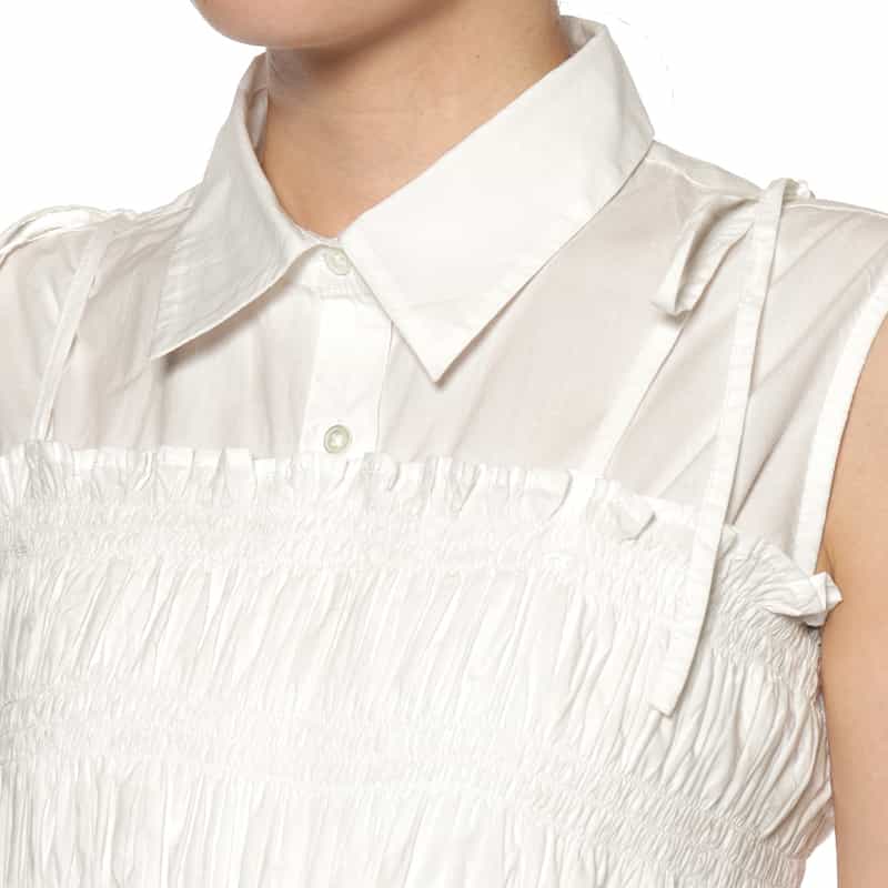 BARNEYS NEW YORK ウォッシャブル ビスチェ付きシャツドレス WHITE