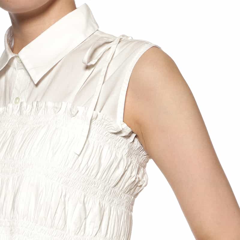 BARNEYS NEW YORK ウォッシャブル ビスチェ付きシャツドレス WHITE