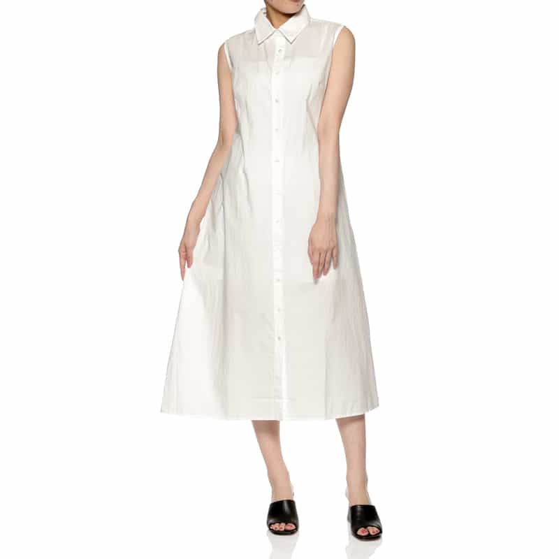 BARNEYS NEW YORK ウォッシャブル ビスチェ付きシャツドレス WHITE
