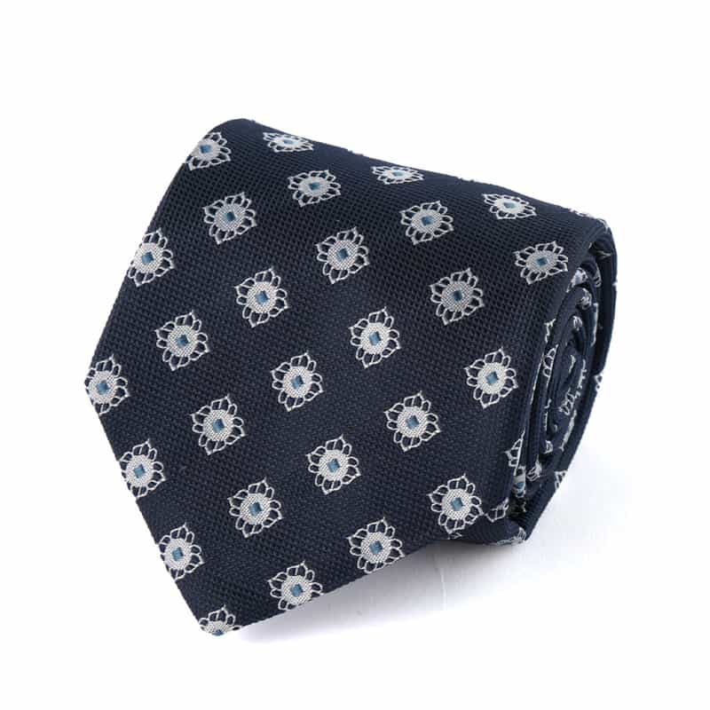 LUIGI  BORRELLI 小紋柄タイ NAVY