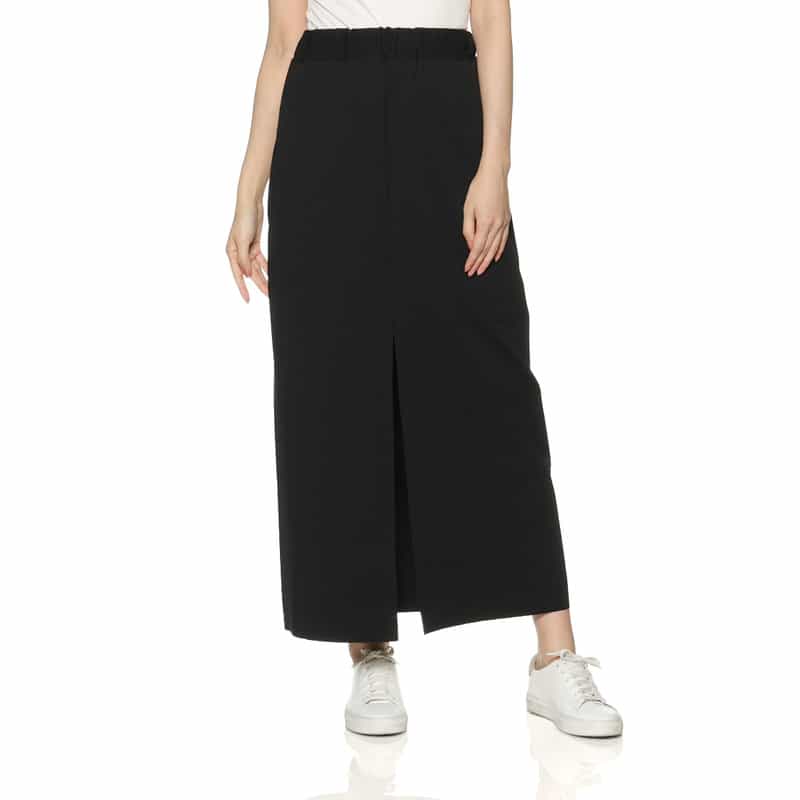 COGTHEBIGSMOKE ジャージー素材 ドローコード付きフロントスリットスカート BLACK