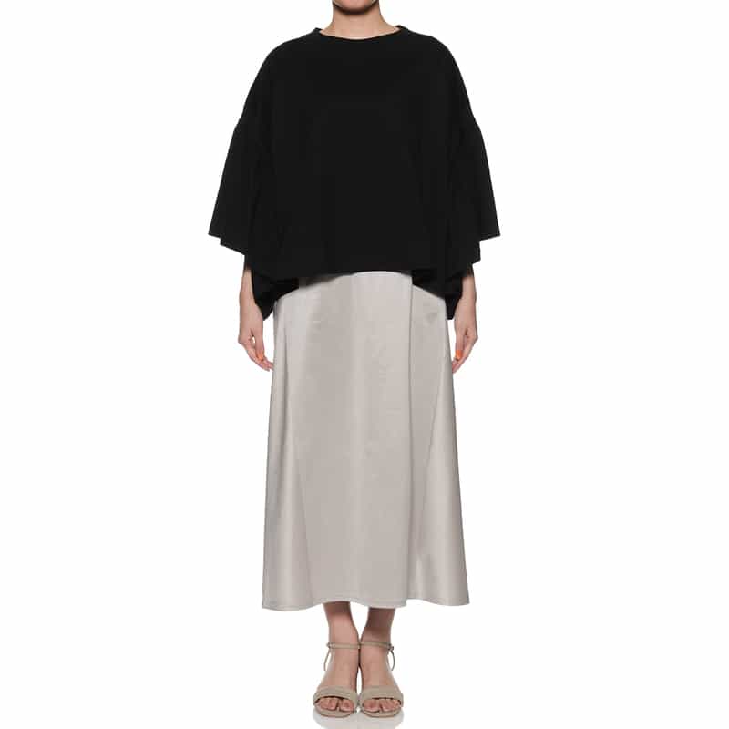 COGTHEBIGSMOKE サテンジャージー フレアスカート SILVER