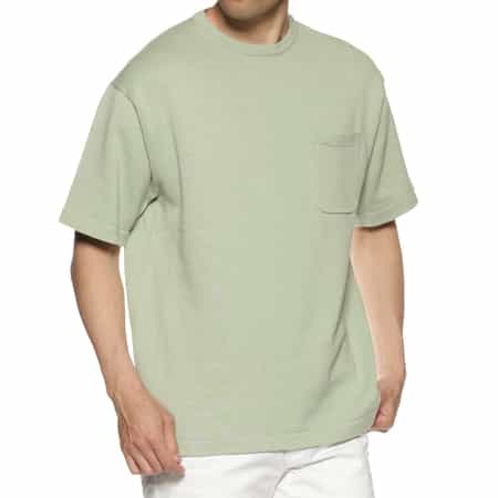 コットン素材ポケット付きニットTシャツ