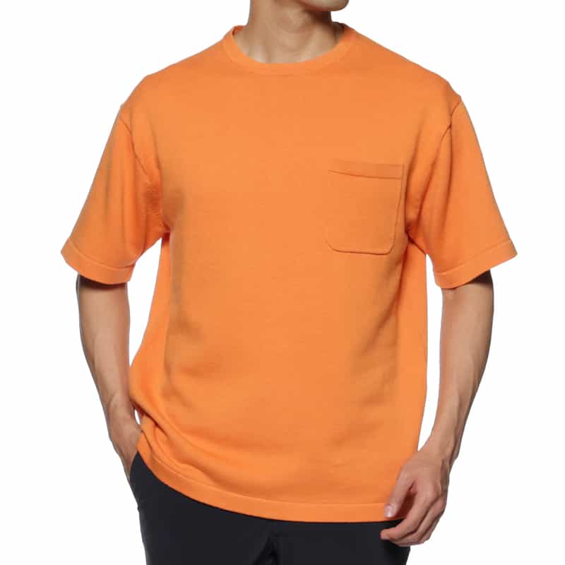 BARNEYS NEW YORK コットン素材ポケット付きニットTシャツ ORANGE