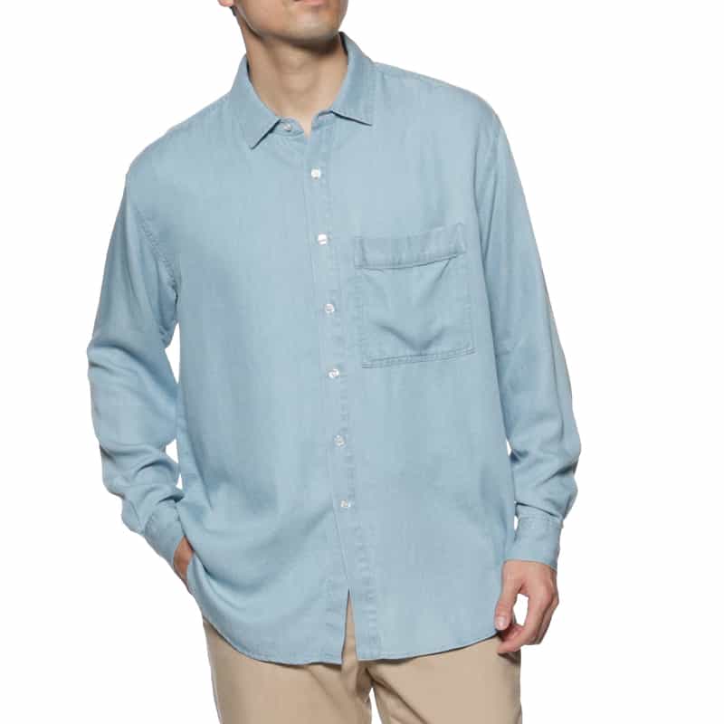 BARNEYS NEW YORK ウォッシャブル デニムシャツ LIGHT BLUE