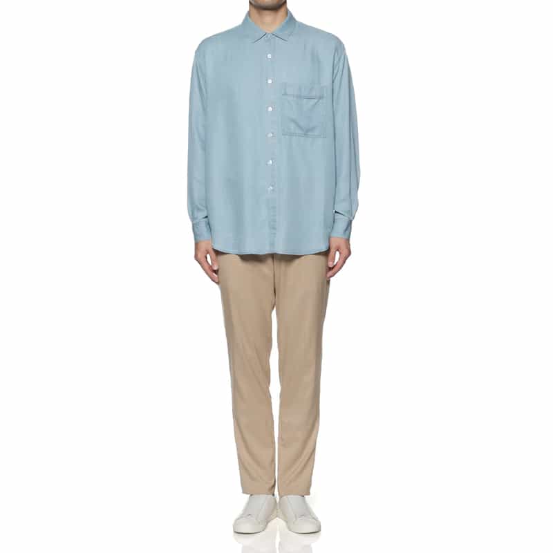 BARNEYS NEW YORK ウォッシャブル デニムシャツ LIGHT BLUE