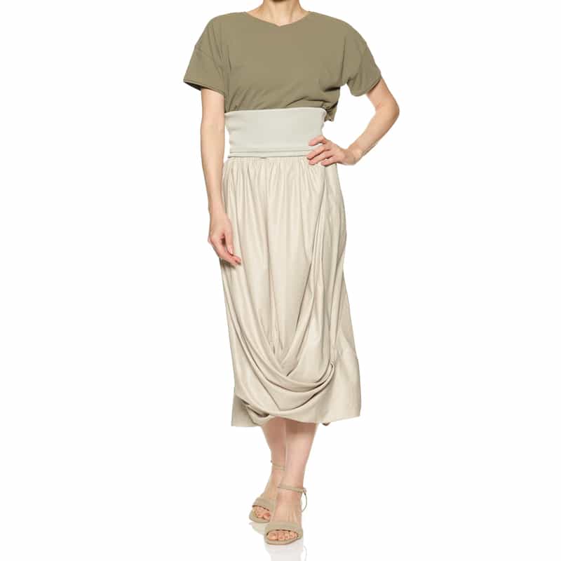 BARNEYS NEW YORK ウォッシャブル 2WAYバルーンスカート WHITE