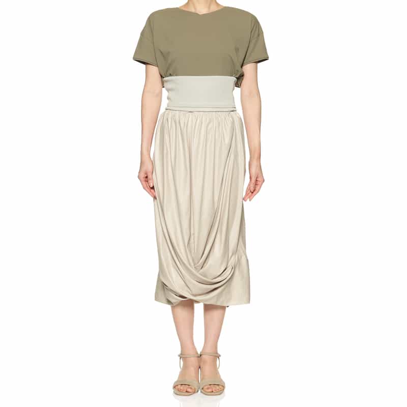 BARNEYS NEW YORK ウォッシャブル 2WAYバルーンスカート WHITE