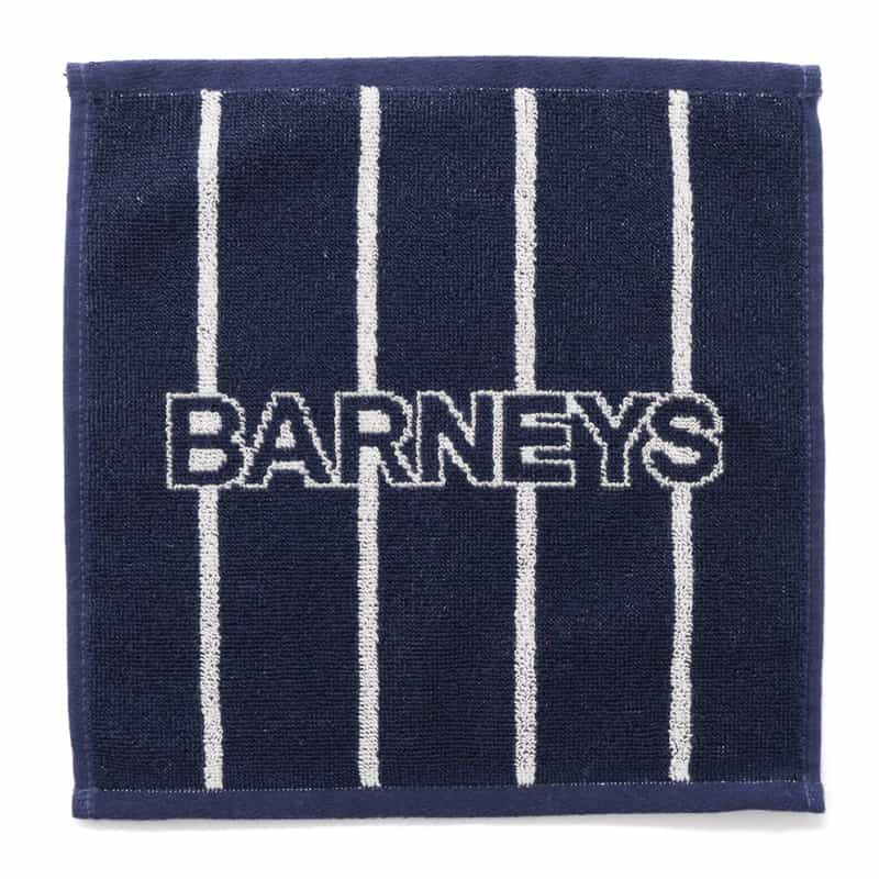 BARNEYS NEW YORK "BARNEYS" ロゴ入りタオルハンカチ NAVY