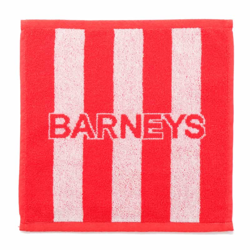 BARNEYS NEW YORK "BARNEYS" ロゴ入りタオルハンカチ RED