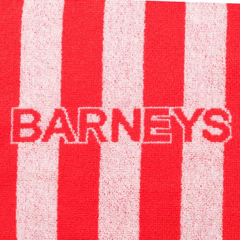 BARNEYS NEW YORK "BARNEYS" ロゴ入りタオルハンカチ RED