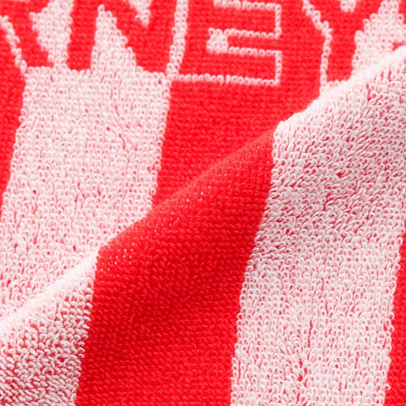 BARNEYS NEW YORK "BARNEYS" ロゴ入りタオルハンカチ RED