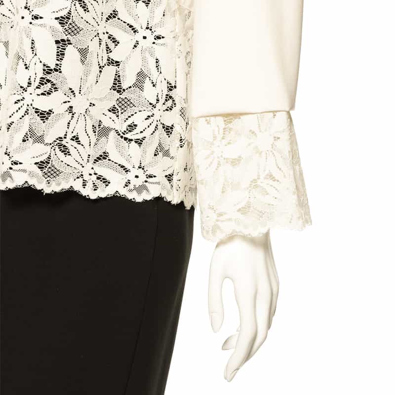 BARNEYS NEW YORK ウォッシャブル レース切替シャツ WHITE