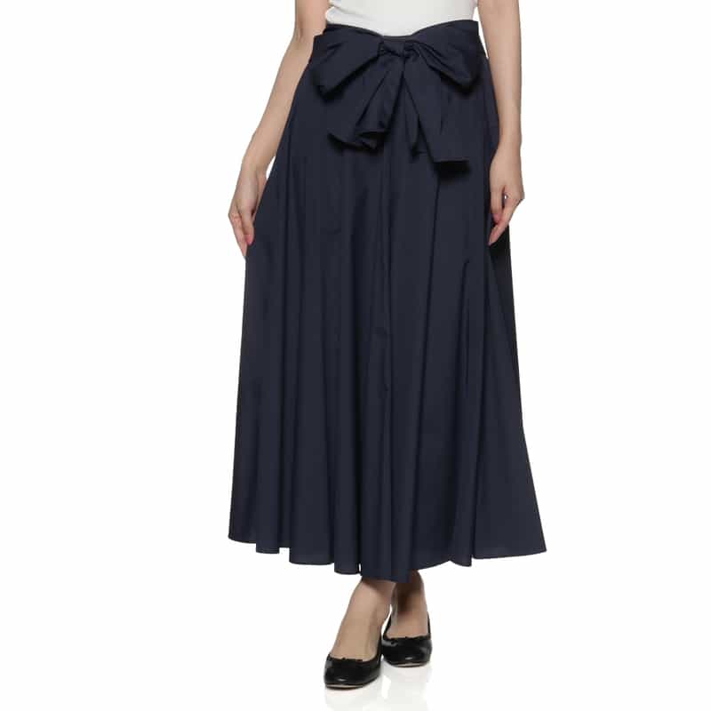 BARNEYS NEW YORK ウォッシャブル フロントリボンシャツスカート NAVY