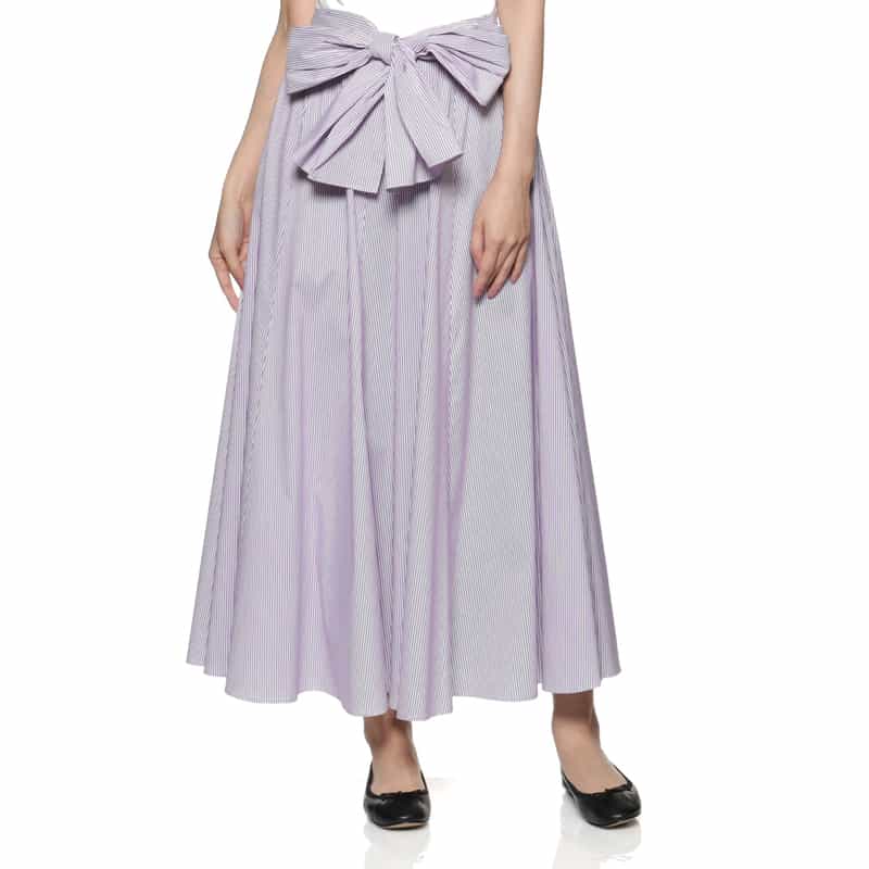 BARNEYS NEW YORK ウォッシャブル フロントリボンシャツスカート PURPLE