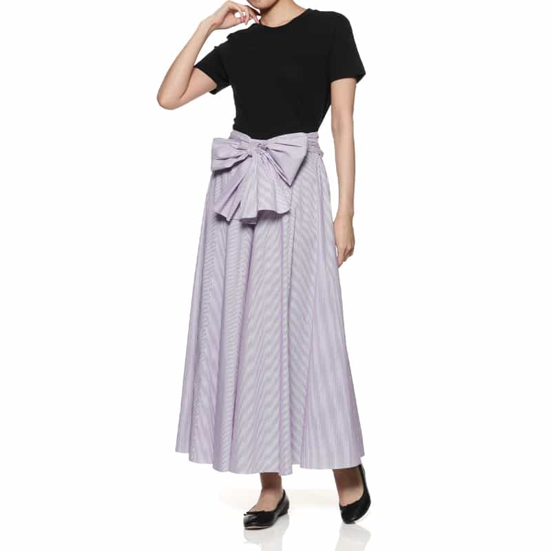 BARNEYS NEW YORK ウォッシャブル フロントリボンシャツスカート PURPLE