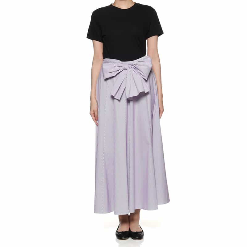 BARNEYS NEW YORK ウォッシャブル フロントリボンシャツスカート PURPLE