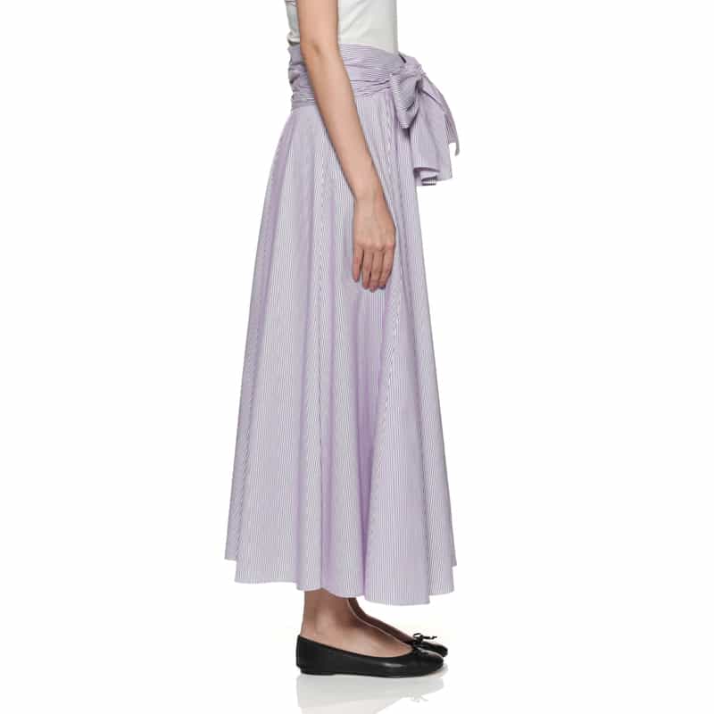 BARNEYS NEW YORK ウォッシャブル フロントリボンシャツスカート PURPLE