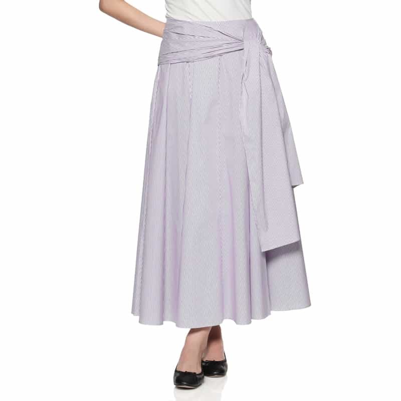 BARNEYS NEW YORK ウォッシャブル フロントリボンシャツスカート PURPLE