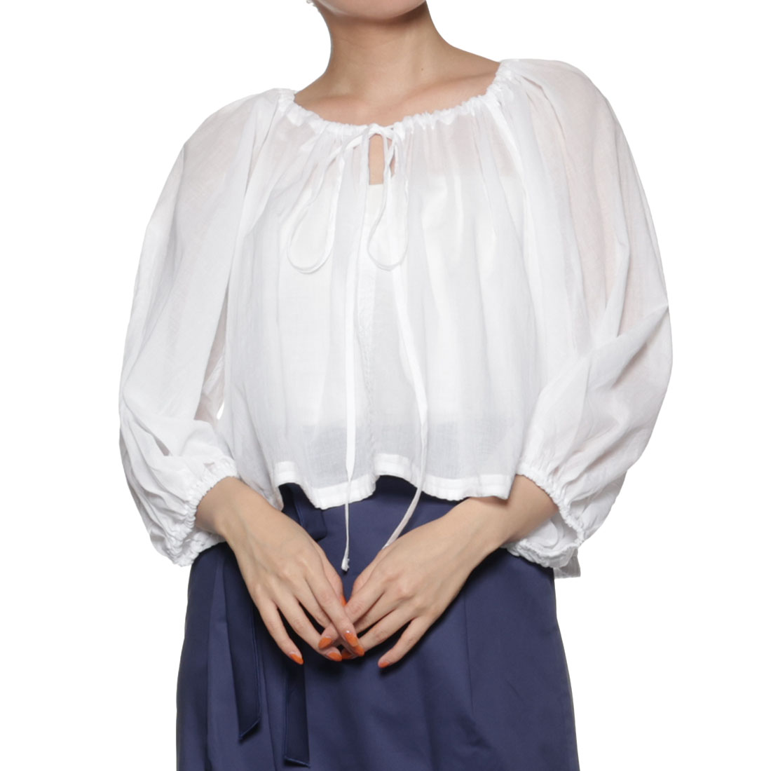 ボリュームスリーブ リボンブラウス