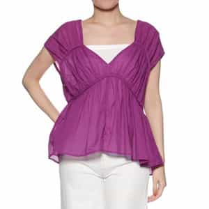 Vネック ギャザーブラウス