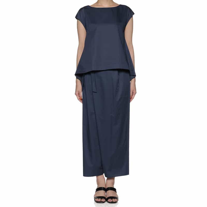 DEVOTION TWINS アシンメトリーヘム ブラウス NAVY