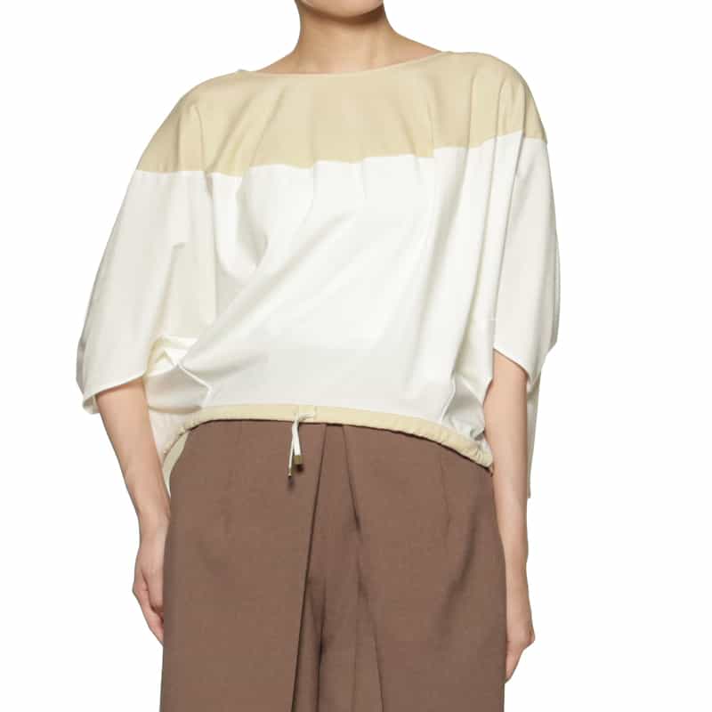 BARNEYS NEW YORK バイカラー ドローストリングプルオーバー WHITE