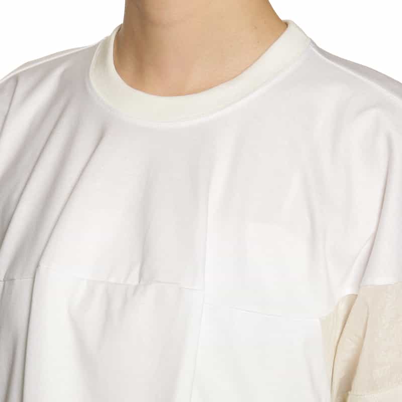 BARNEYS NEW YORK ウォッシャブル ラインスリーブ チュニックプルオーバー WHITE