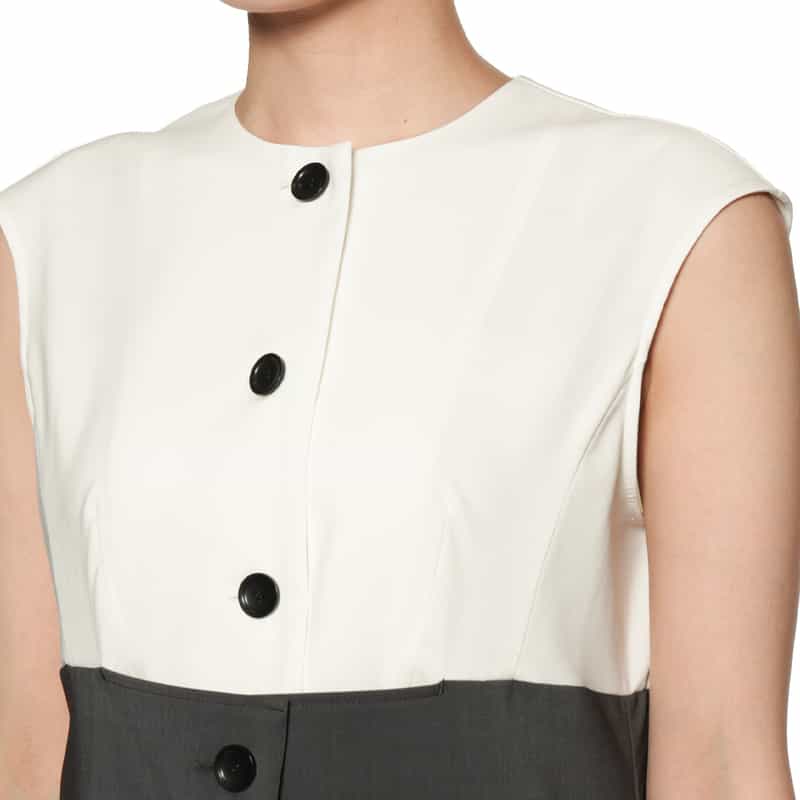 BARNEYS NEW YORK バイカラーノースリーブドレス WHITE